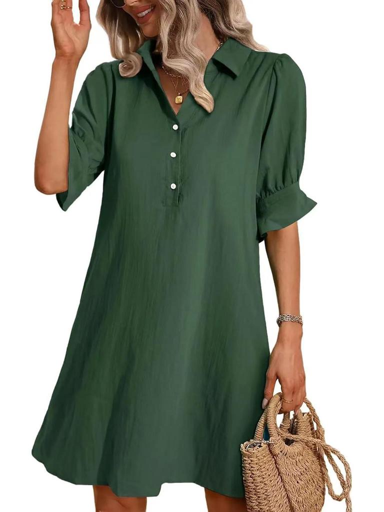 2025 European American Autumn Women's Casual Loose Solid Dress