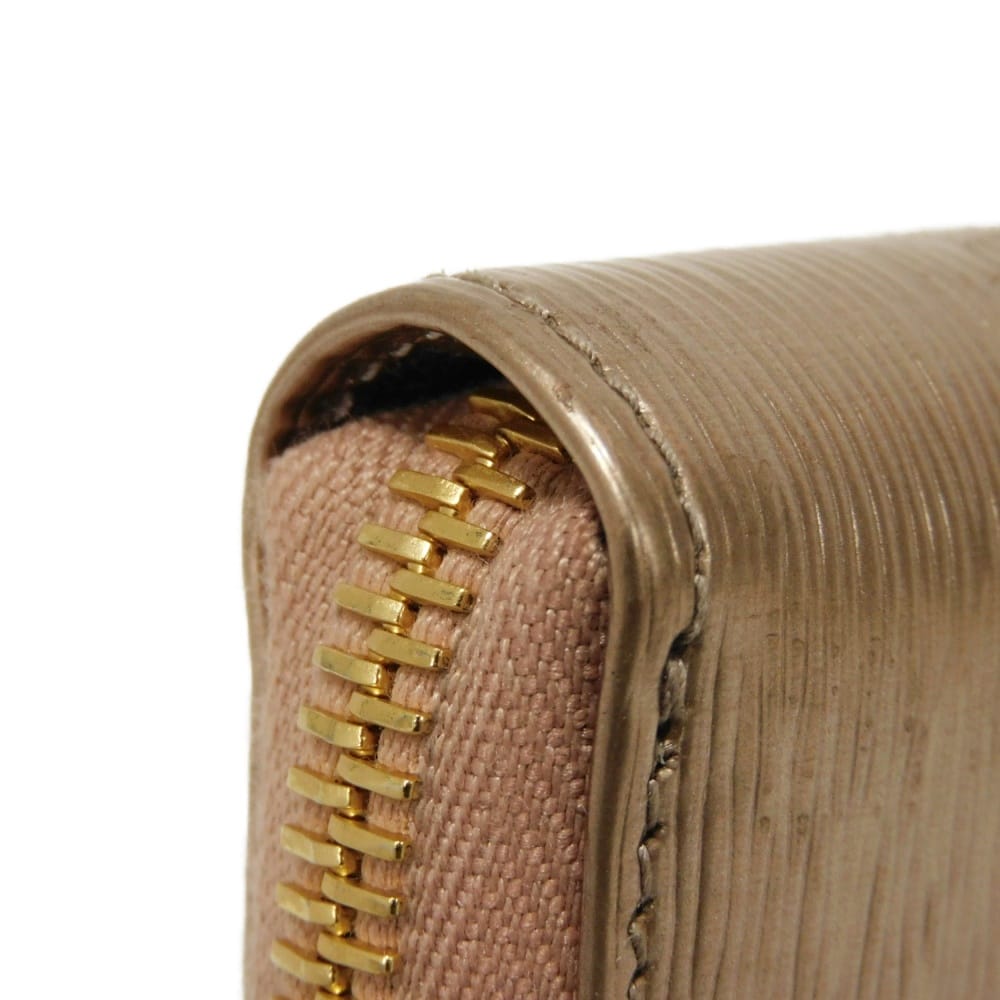 Used 11569 Vitello Move Coin Purse 1MM268 7943 Zip Around Compartment Card Case with Logo, Pink Gold, Women's from