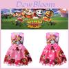 Pink Rosered Paw Patrol Girls Bow Dress Short Sleeve Cosplay Costume Party Princess