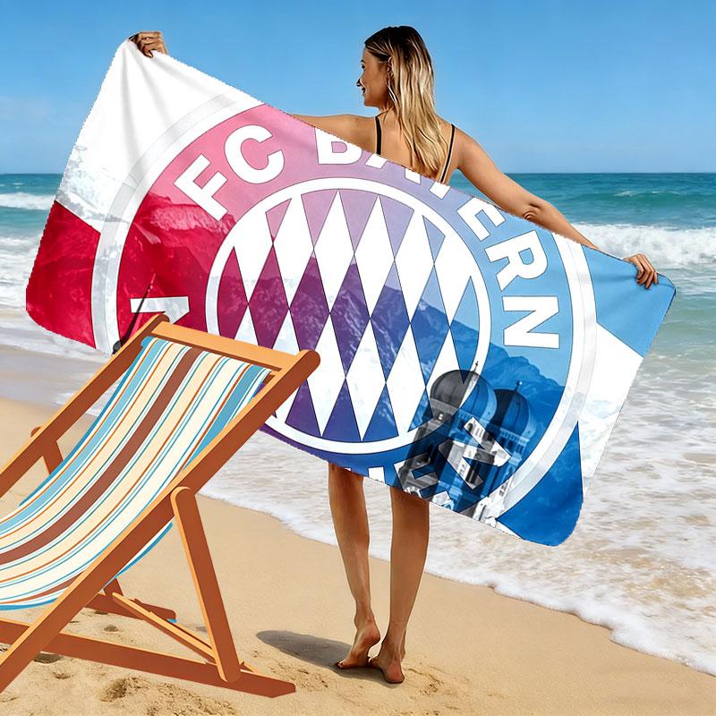 FC Bayern Munchen Print Beach Towel, Large Soft Quick Dry Towel for Beach Camping Swimming