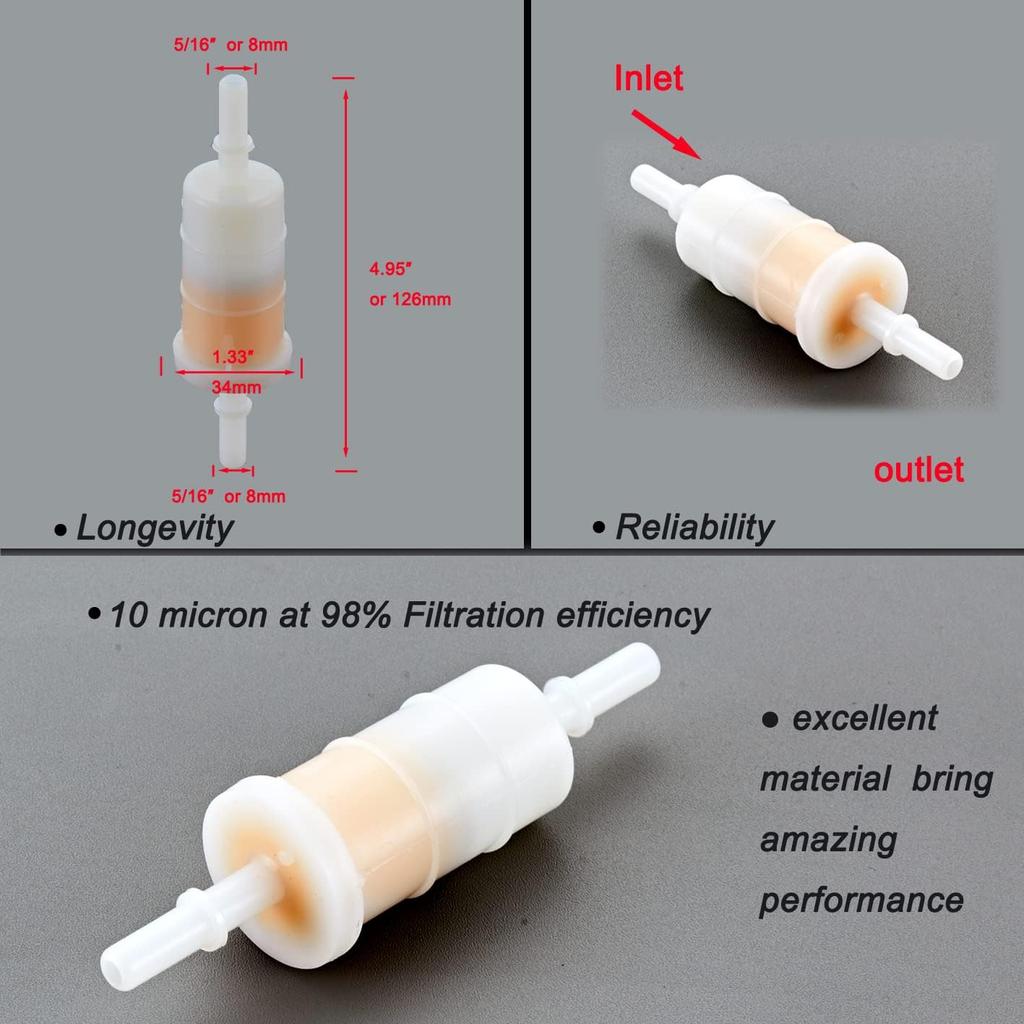879885Q 5/16" Quicksilver In-Line Fuel Filter For Mercury Mariner 4-Stroke Outboard 35-879885T 35-879885Q 18-7718 Fits 40 50 60 75 115 135-300HP