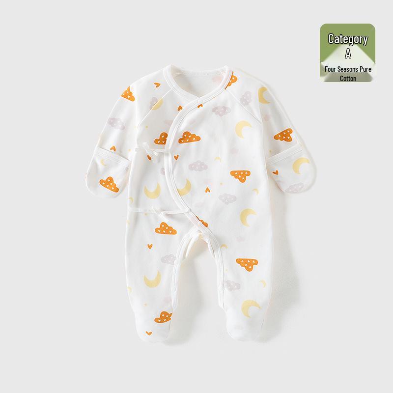 Baby Romper Pure Cotton A-Grade Crawling Suit with Hand & Foot Covers - Anti-Scratch Pajamas for Boys & Girls