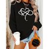 Valentine's Day Women's Retro Heart Print Long Sleeve Casual Round Neck Sweatshirt