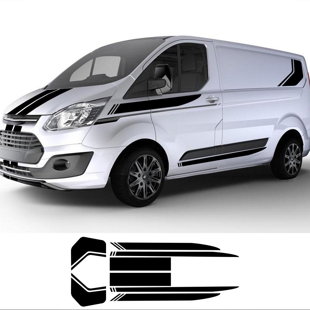 Car Stickers Van Vinyl Decals For Ford Transit Tourneo Custom MK7 MK8 MK9 Sport STRIPE KIT Auto Tuning Accessories