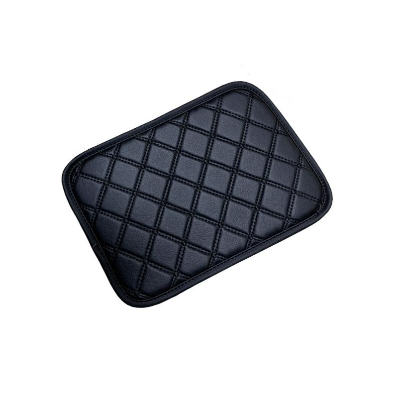 Car Universal Armrest Cushion Cover Center Console PU Leather Protective Pad All Season Universal Armrest Box Pad Accessories Black Line