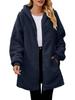 Winter loose plush women's long sleeved hooded zipper cardigan jacket