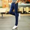 Autumn and Winter New Pure Black Slim-fitting Pants Classic Teen Elastic Jeans Men's Pencil Pants
