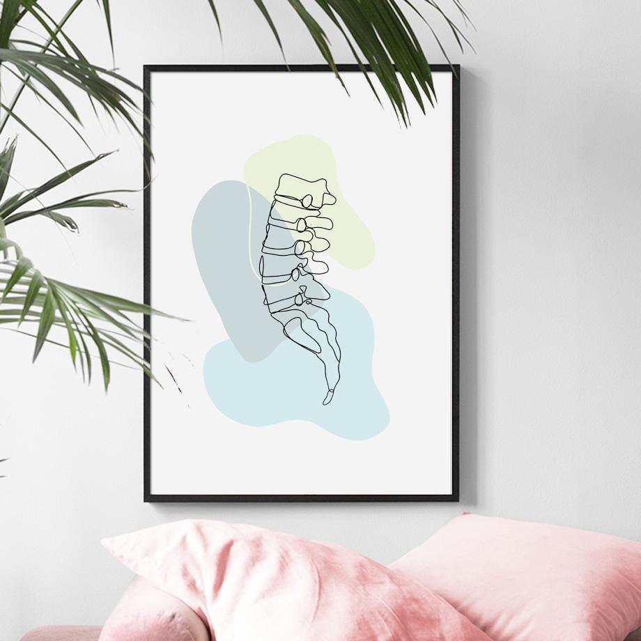 Pósteres e impresiones minimalistas de anatomía abstracta, columna vertebral, pie, Lumbar, sacro, costilla, cuadro sobre lienzo para pared, decoración del hogar para sala de estar