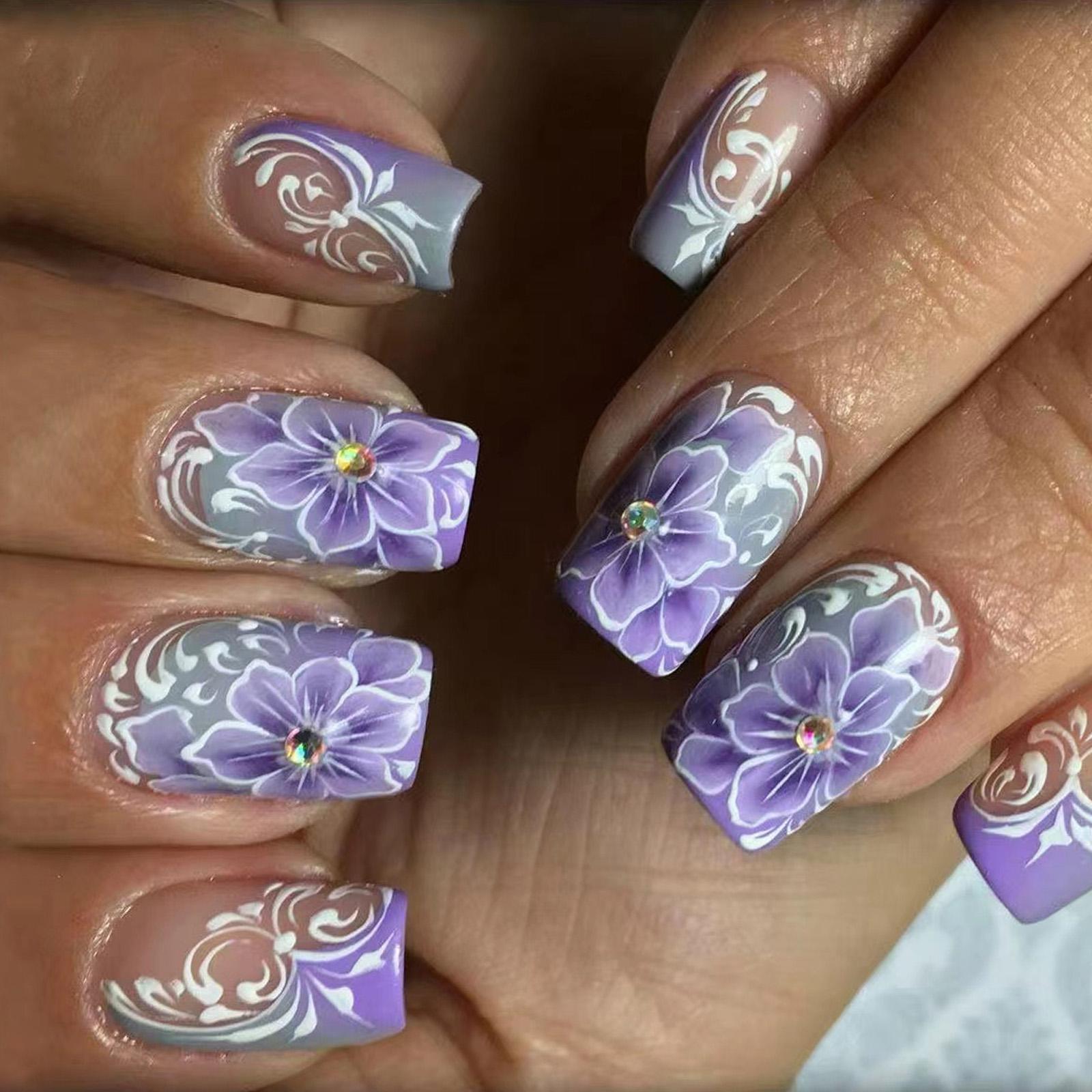 

24 шт. Квадратные накладные ногти, Клей для ногтей, Французский дизайн, Искусственные ногти, Подарки для женщин, девушек