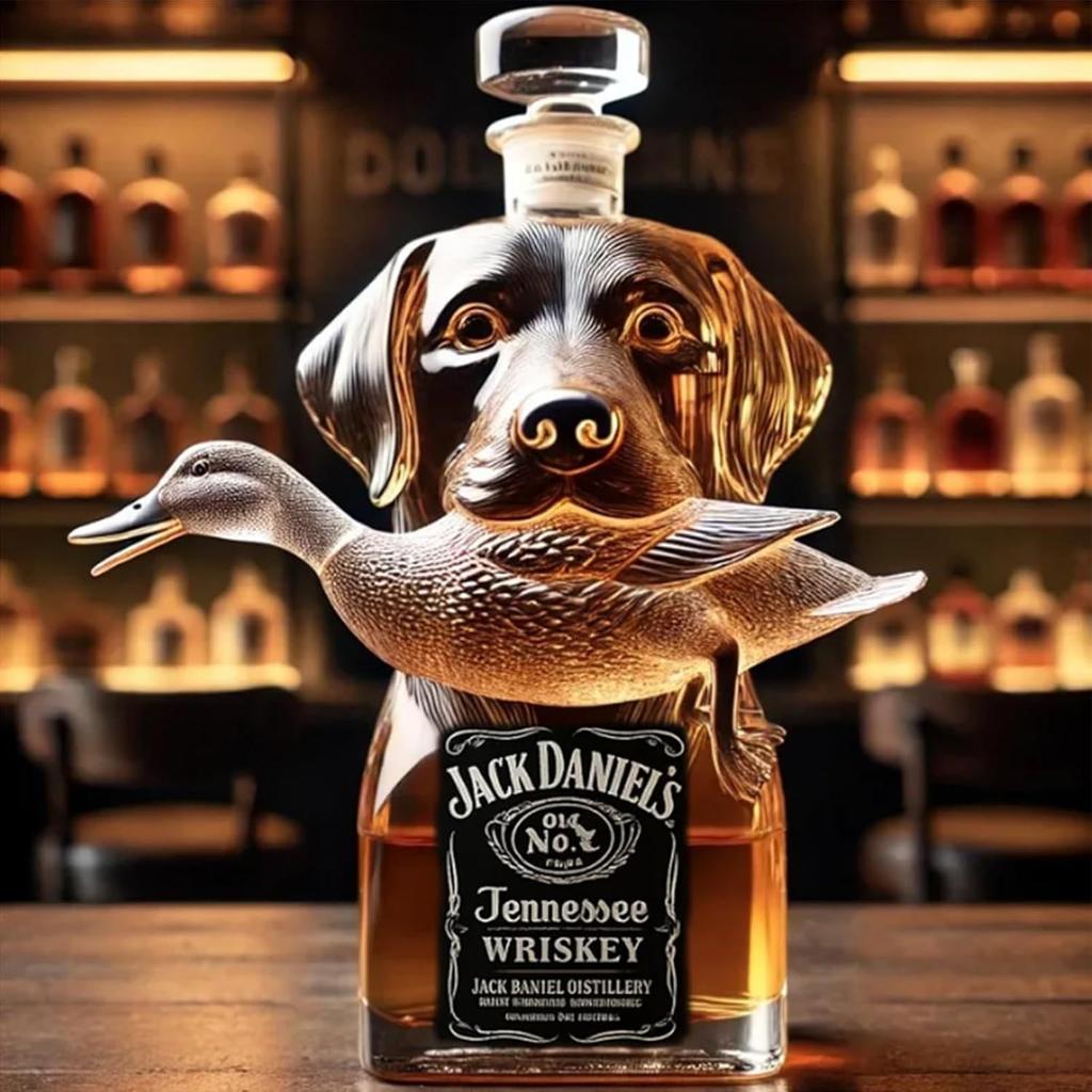 Funny French Bulldog Whiskey Bottle, Humor Novelty Decanter, Creative Gift, 250ml Clear Glass