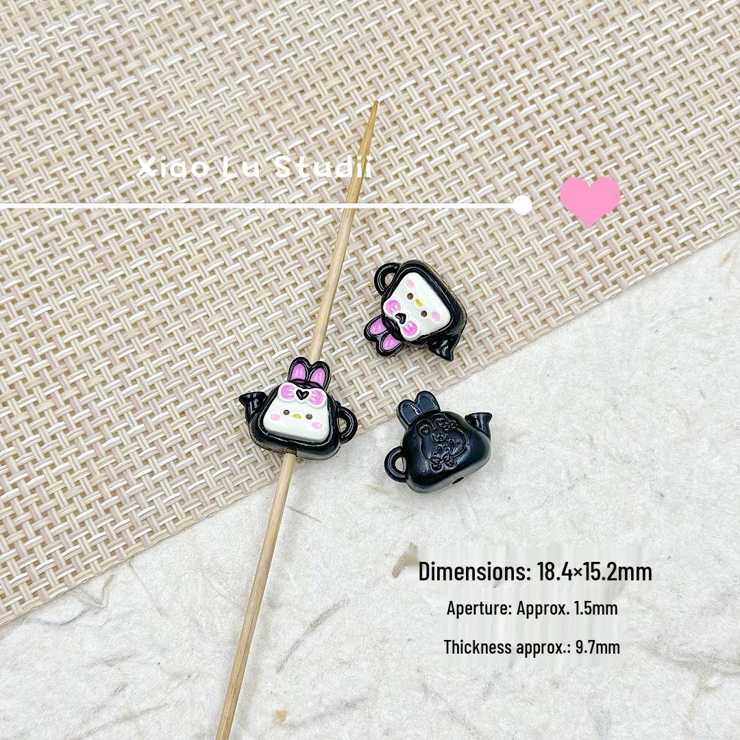 Macaron Rabbit Kettle Beaded Phone Lanyard & Hair Accessories Set Single Price