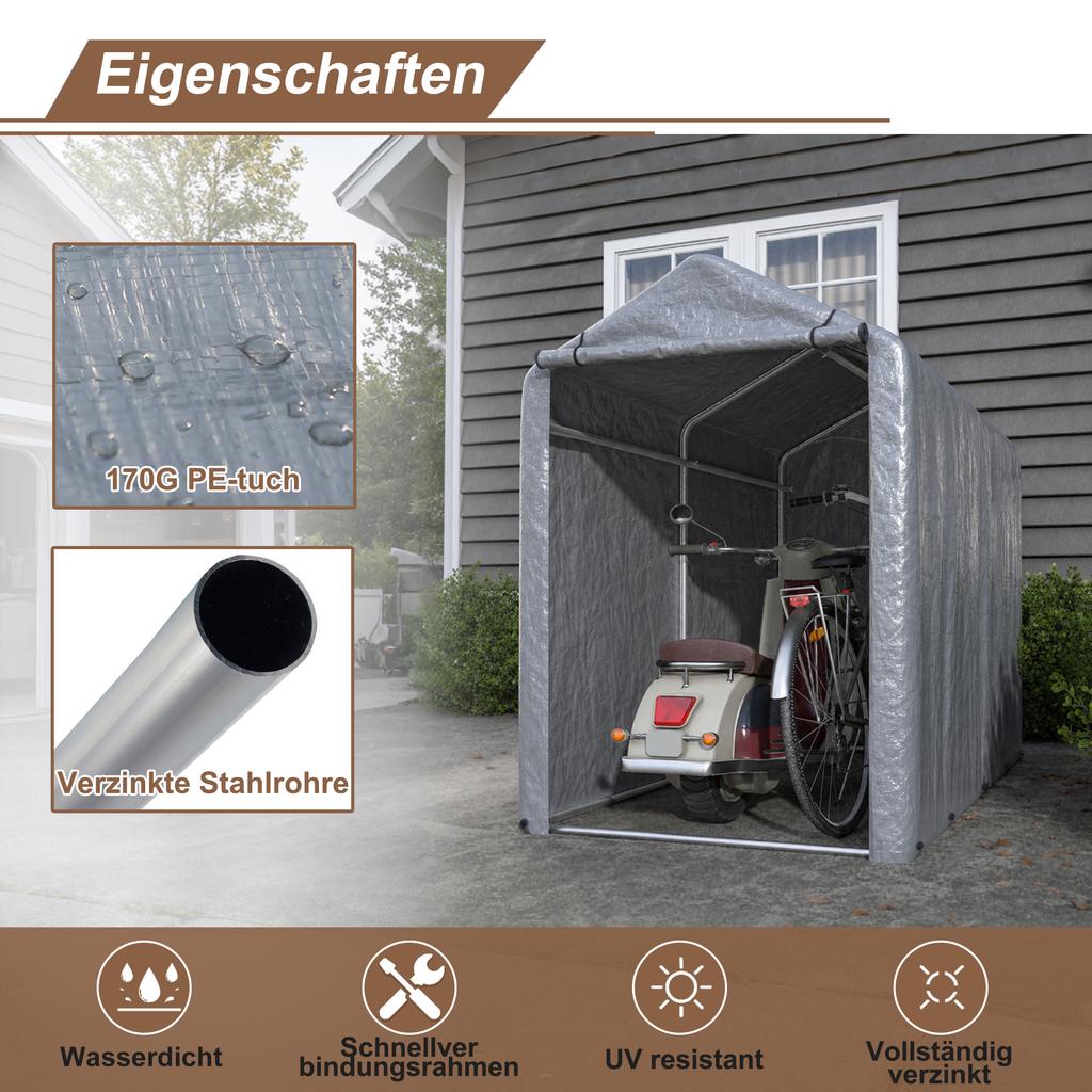 100x187x160cm Bicycle Garage, Waterproof Outdoor Bicycle Shed with Steel Frame & UV Protection – For Bicycle, Motorcycle, Scooter, Garden Tools