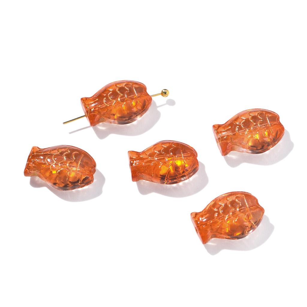 10pcs 10*14.5mm Glass Golored Small Fish Shaped Beads with Golden Edge Spacer Beads for DIY Jewelry Earrings Bracelets Supplies