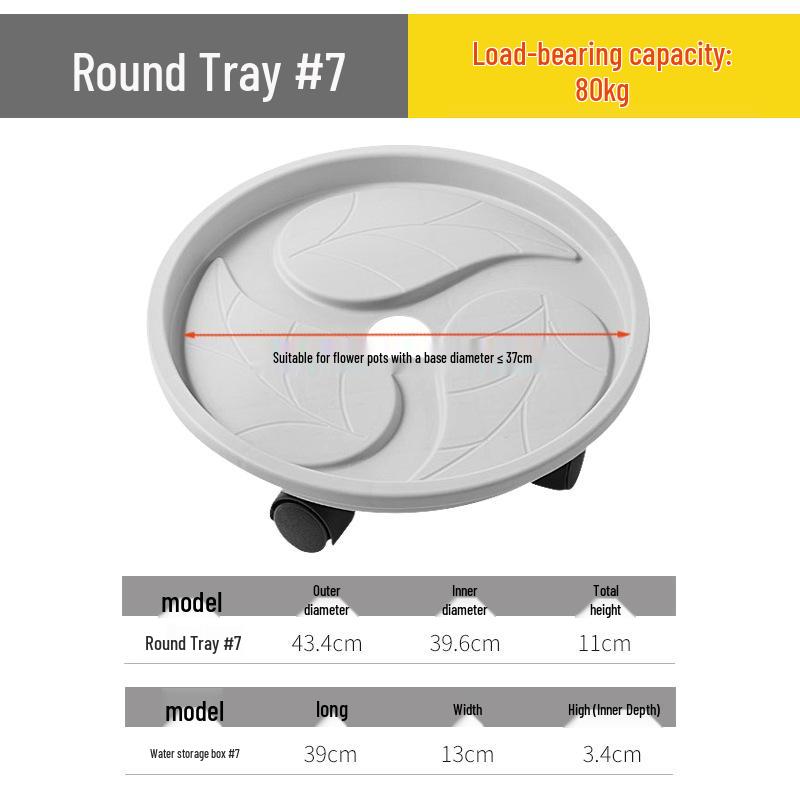 Mobile Plant Tray with Wheels and Water Reservoir - Leak-Proof, Thickened Plastic Base