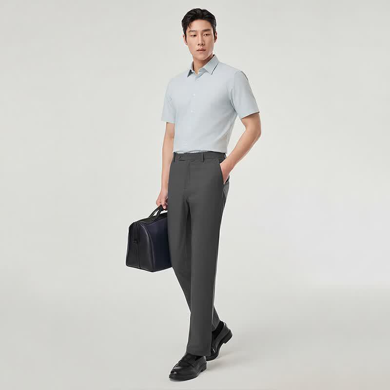 YOUNGOR Men's Wrinkle-Resistant Short-Sleeve Shirt VSTP114773SBA