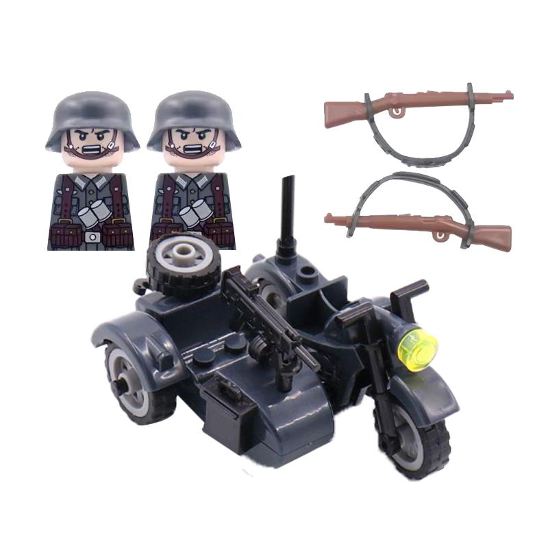 Military Soldier Building Block Figure British US Snow Camouflage Troop MP40 M1A1 Motorcycle Accessories Toys Gift Brick Z02