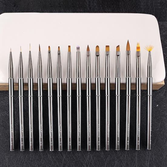 Nail Art Pen Easy To Use Apply Smoothly Metal Magnetic Body Brass Pen Bucket Flexible Bristles Manicure Art Wear-resistant Nail Art Constructor Pen