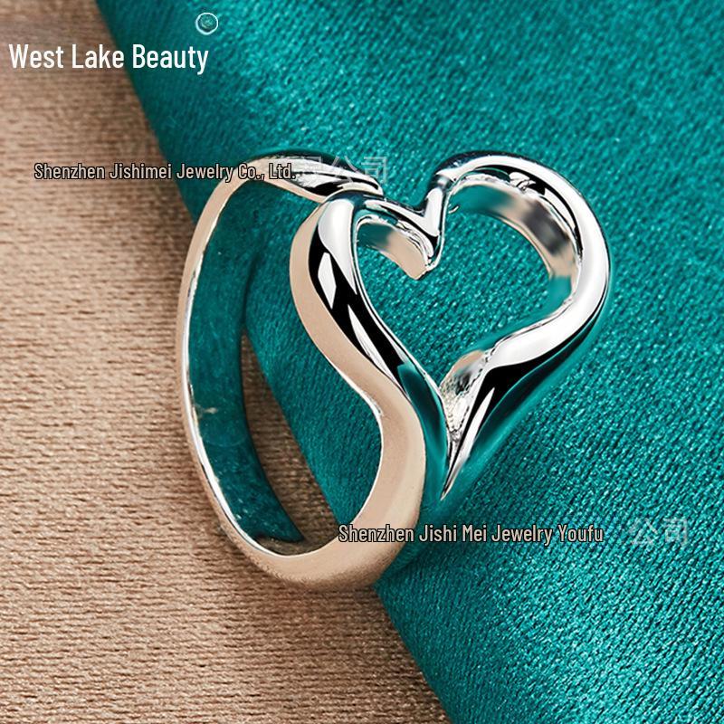 

West Lake Silver Hollow Love Open Ring for Women