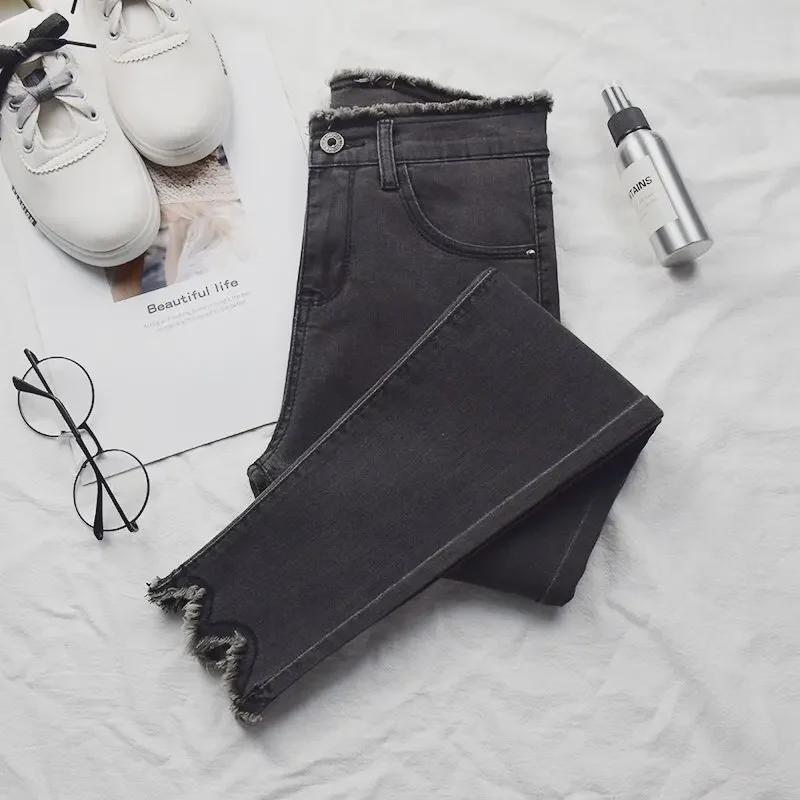 Women's High-Waist Skinny Jeans - Slim Fit Pencil Pants for Spring & Autumn 2024.