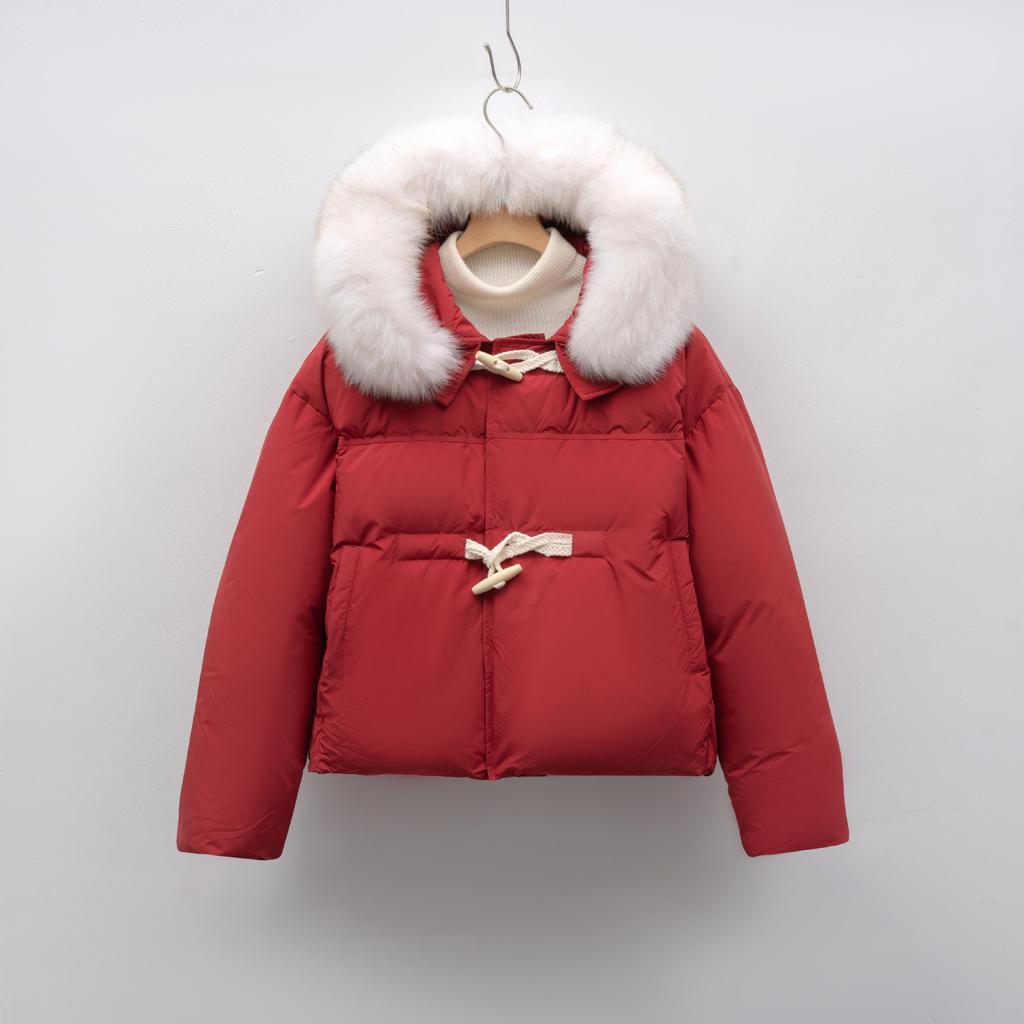 Down jacket hooded thickened fox hair down jacket women's big fur collar winter fashion cold and warm