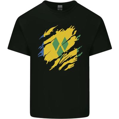 T-shirt Homme en Coton Drapeau Déchiré de Saint-Vincent-et-les-Grenadines Football Américain