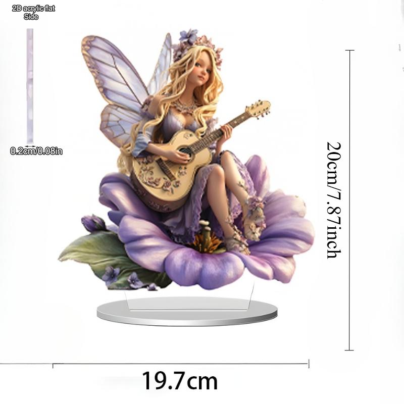 2D Flat Acrylic Purple Dragon Butterfly Girl Decoration, Indoor and Outdoor Decoration - No Battery/electricity Required, Free Day Decoration, S