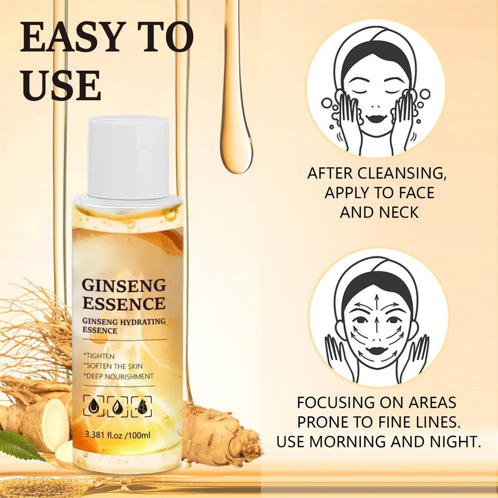Facial Ginseng Liquid Deeply Moisturizes And Nourishes The Skin  , Making It Smooth And Firm And Brightens The Skin Tone  ,100ml  ,