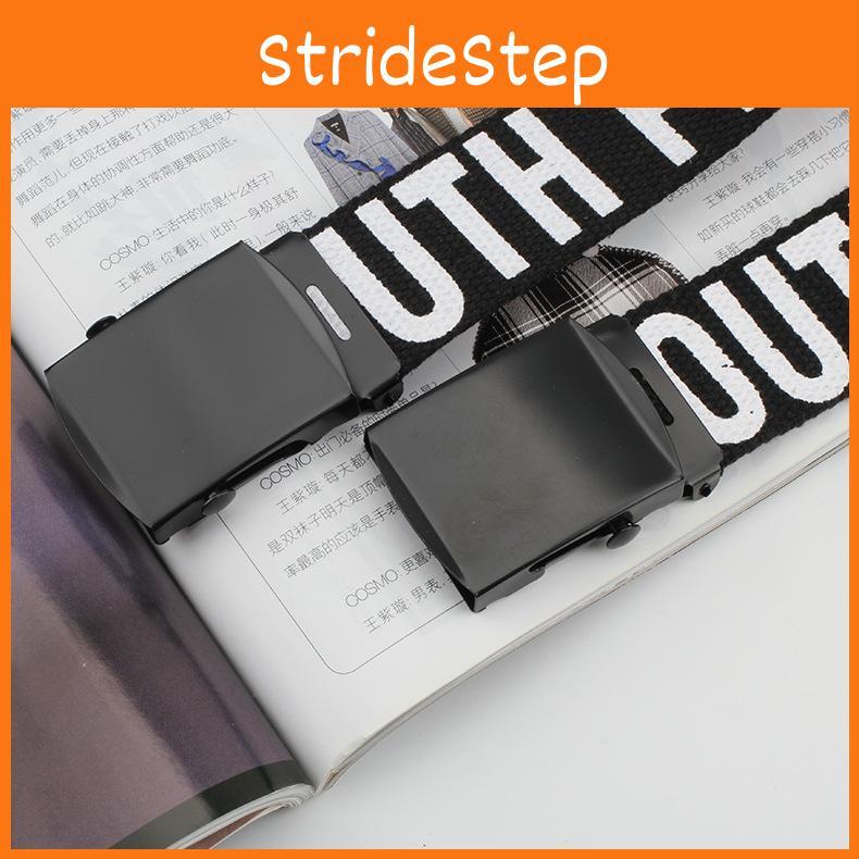 Nylon Canvas Letter Printed Waist Belt For Men And Women With Smooth Iron Buckle For Casual Style