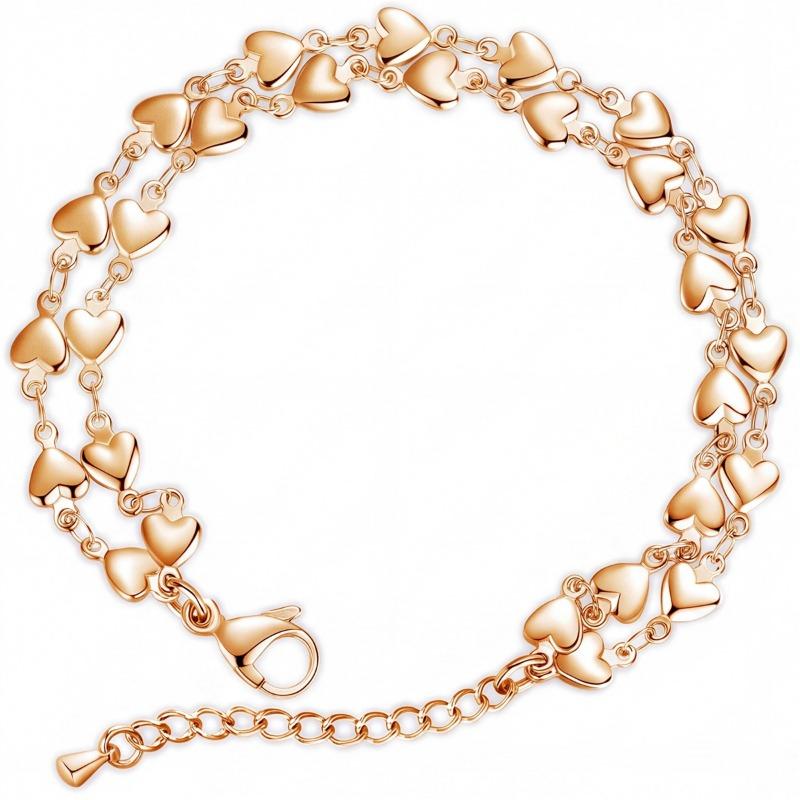 Double Layer Heart Stainless Steel Bracelet For Women European American Ins Style