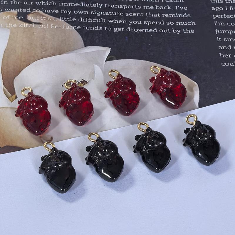 10Pcs Diy Earring Necklace Bracelet Accessories Simulation Red Cardiac Organ Resin Charms Hallowmas Pendant For Jewelry Making