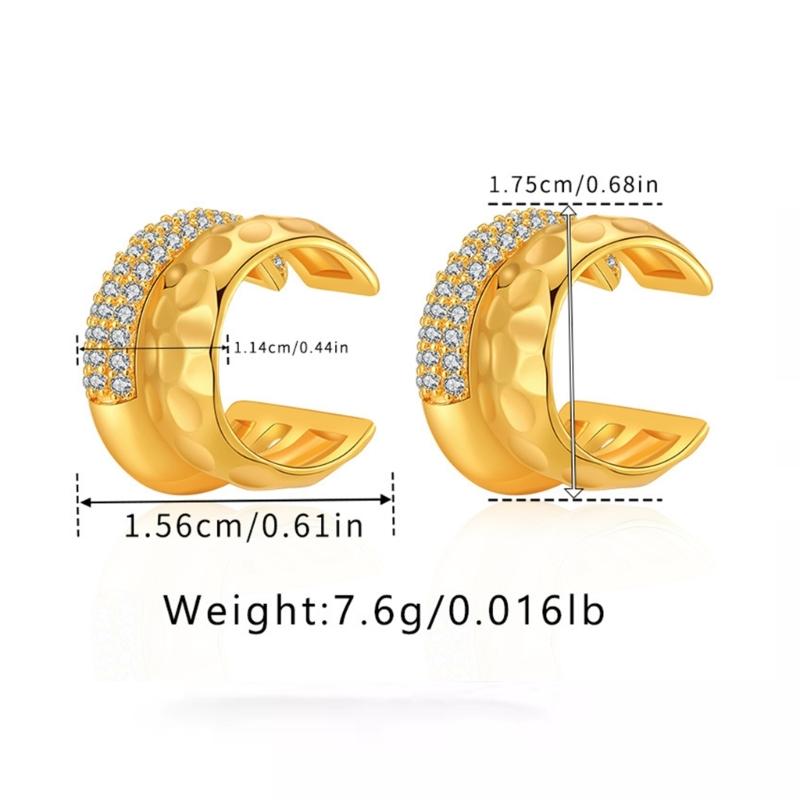 Trendy Punk Zircon Double Layer Ear Cuff Exquisite No Piercing Earrings Jewelry Simple Double Layer Ear Clips for Women