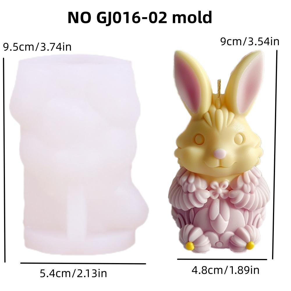 3D Cute Sitting Rabbit Candle Silicone Mold Vertical Ears Flower Rabbits Resin Mould Striped Easter Bunny Concrete Gypsum Molds