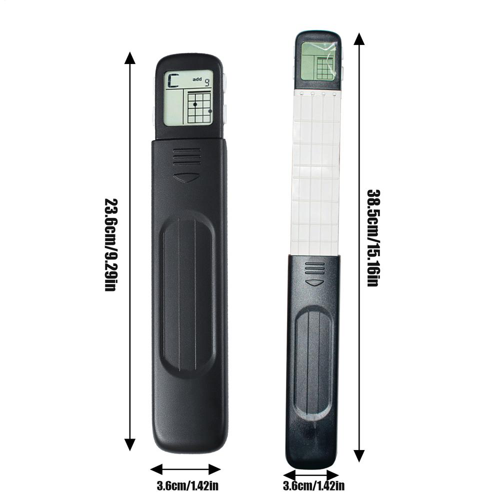 

Pocket Ukulele Chord Practice Tool Guitar Practice Neck With Rotatable Chart Screen Portable Chord Finger Exerciser With Chord чорний