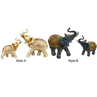 Big and Small Elephant Figurines Sculpture Tabletop Decoration Collection for