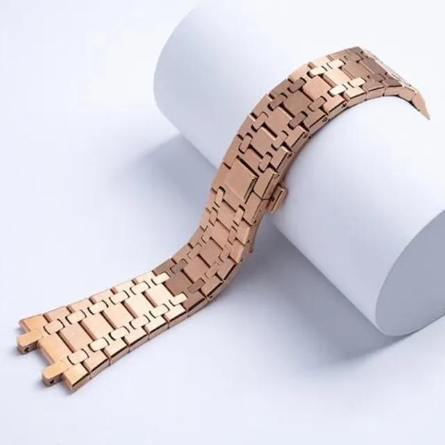 Watchbands 21mm 26mm Men Women Full Stainless Steel Bracelet For AP ROYAL OAK 15400 26331 15500 Watch Strap Folding Buckle