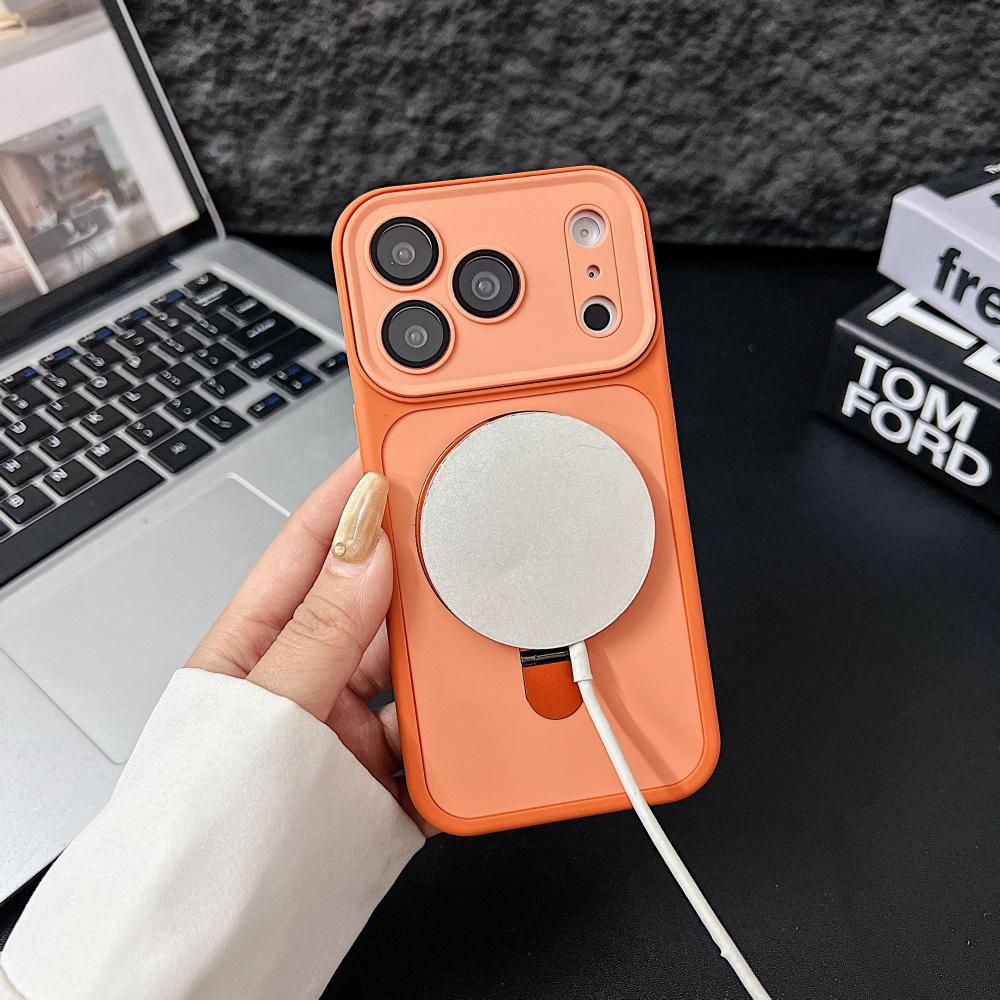 Luxury Color Contrast Magnetic Bracket Case for iPhone 16 17 Pro Max 14 15 Plus 11 12 13 for Magsafe Stand Lens Protection Cover