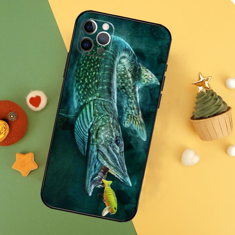 Pike Fish Fishing Lure Phone Case For iPhone 17 17Air 16 15 14 13 11 12 Pro Max 12 13 Mini 16E Shockproof Cover