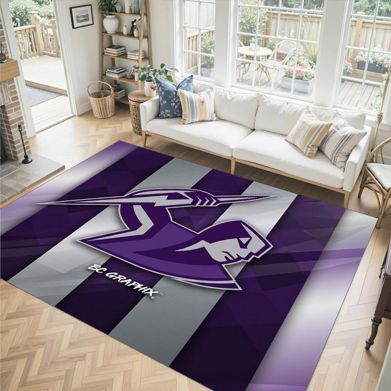 Melbourne Storm Design Crystal Velvet Carpet Cozy Non?Slip Printed Rug For Bedroom Living Room Entrance