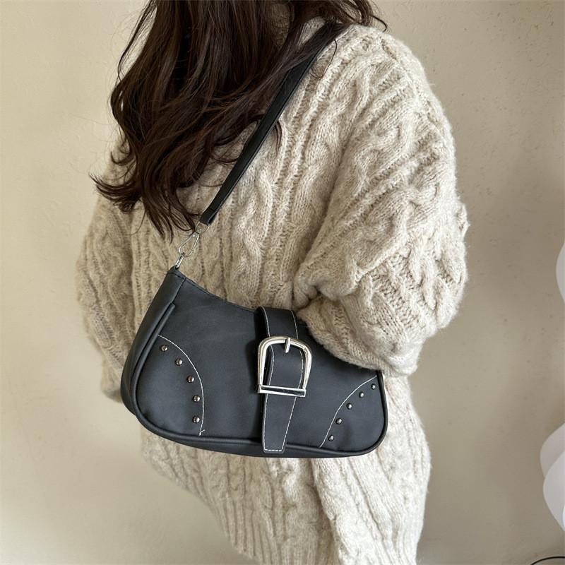 Wholesale New Fashion Rivet Stitching Shoulder Bag Women 2023 Street Trendy Pu Small Armpit Bag