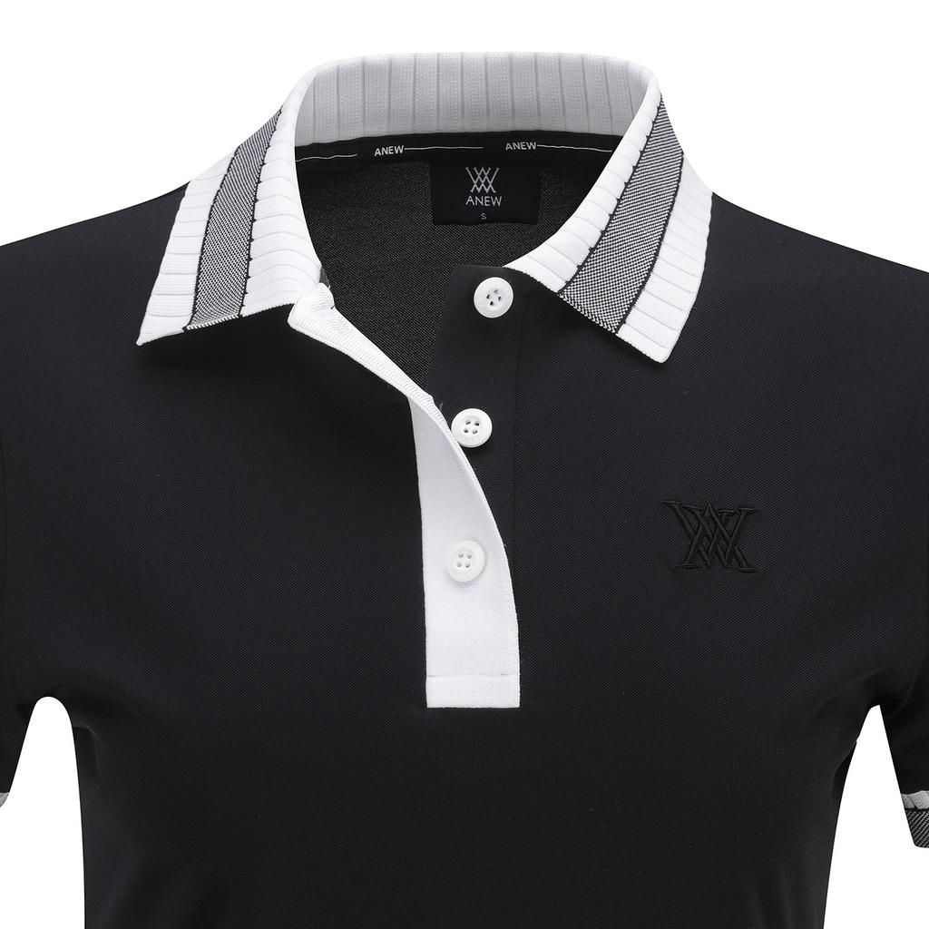 ANEW GOLF Women Collar Color Block Short T-Shirt_Bk