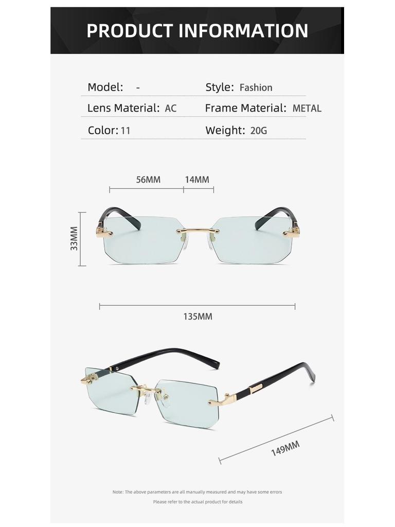 Trendy Frameless Square Sunglasses with Personalized Sun Protection