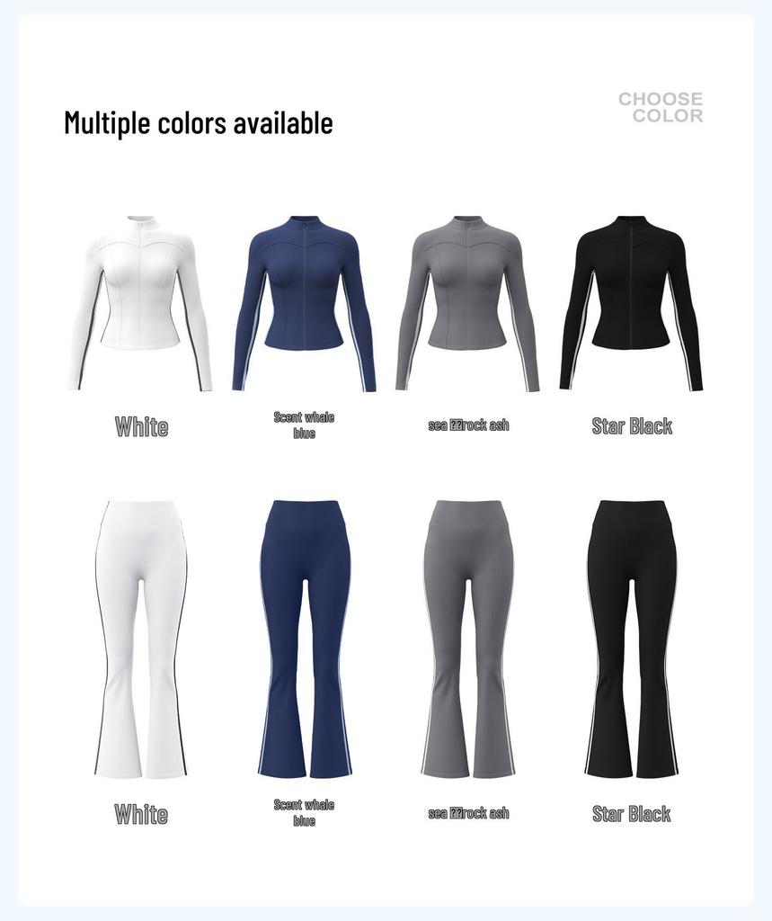 Yoga Flared Pants and Top Striped Slimming Sportswear Set
