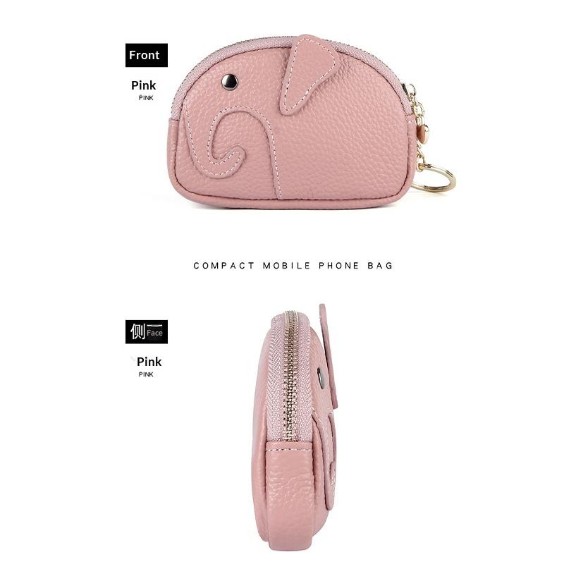 Damen Kleine Geldbörse PU-Leder Elefant Kartenhalter Niedliche Mini-Geldbörse Tasche Hängender Anhänger für