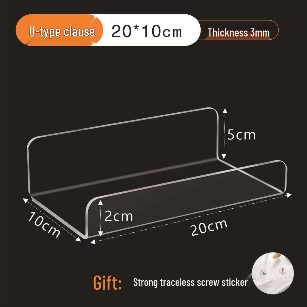 Acrylic L-Shaped U-Shaped No-Drill Wall Storage Rack for Bathroom, Shower, Kitchen Display