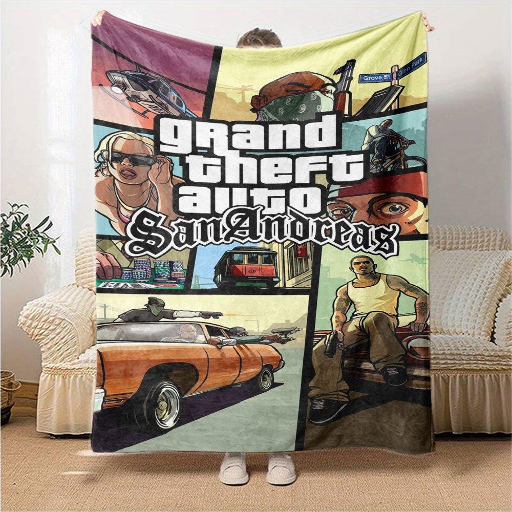 1pc Grand Theft Auto Soft Flannel Blanket with Designer Print A cozy blanket for all seasons, perfect for the couch, bed, office