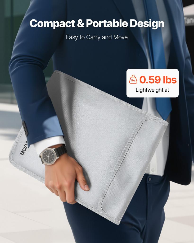 VEVOR Fireproof Document Bag, 1200 Degrees F Heat Insulated Fireproof & Waterproof Bag with Smooth Zipper