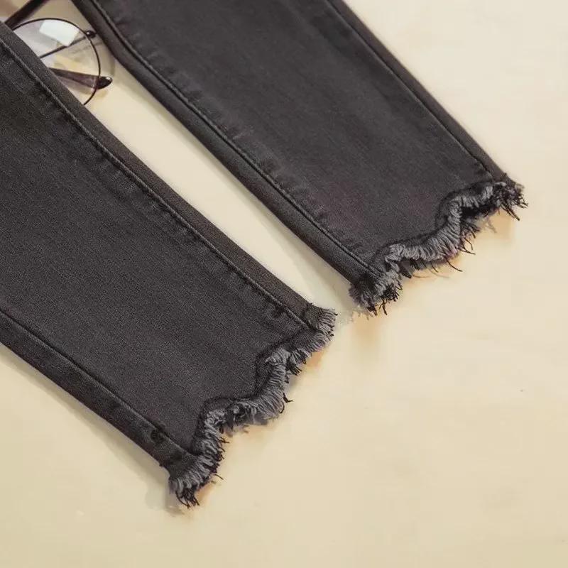 2024 Slim Black High-Waist Skinny Jeans for Women - Korean Style