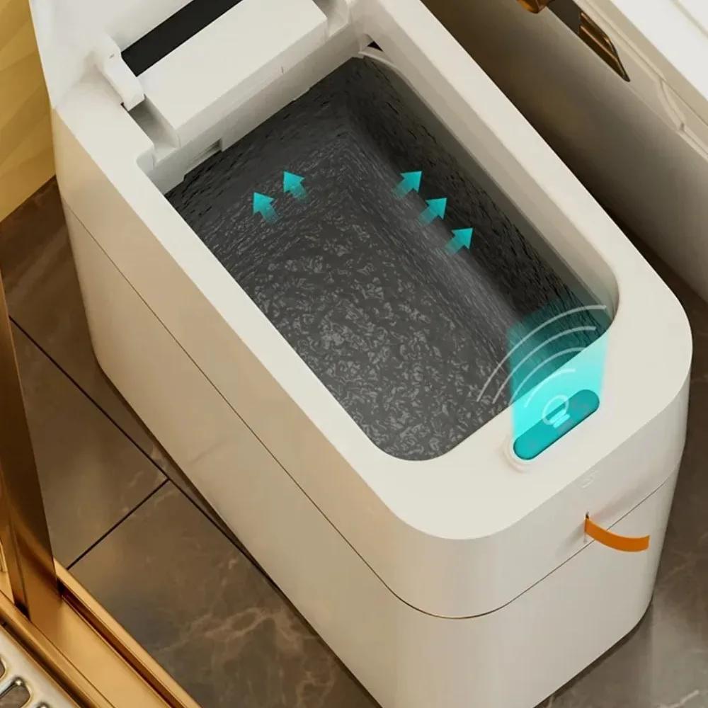 Smart Garbage Can Sensing Household Kitchen Toilet Waterproof Light Energy Wastebasket Adsorption Bag Bucket with Lid Trash Can