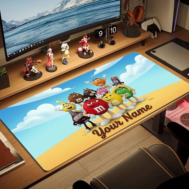 M&M's Custom Name Large Size Mouse Pad Large Gaming Table Cushion Non-slip Laptop Tablet Big Mousepad XXL Mat Mini PC Playmat With Lock edge