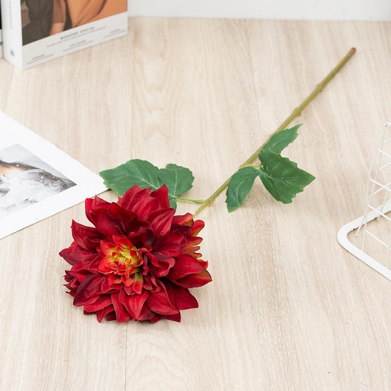 6Pcs 62cm Artificial Dahlia Flowers Long Stem Fake Dahlia Flowers Silk Fake Flower for DIY Home Living Room Party Wedding Garden Porch Decoration
